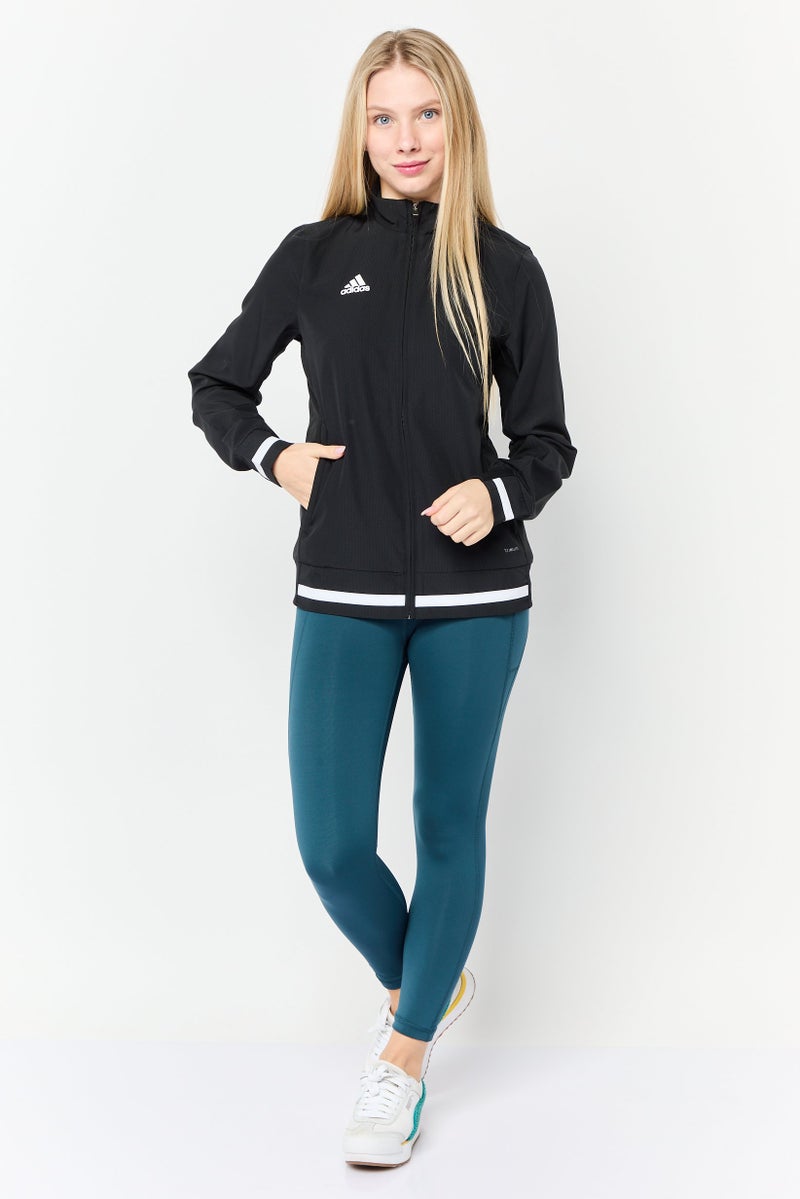 Adidas جاكيت تدريب بأكمام طويلة مناسب للنساء، أسود - Image 3