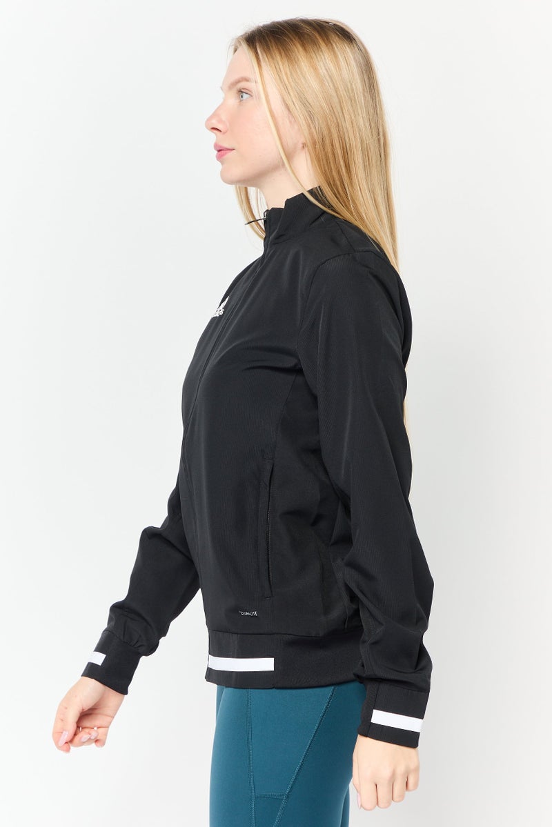 Adidas جاكيت تدريب بأكمام طويلة مناسب للنساء، أسود - Image 4