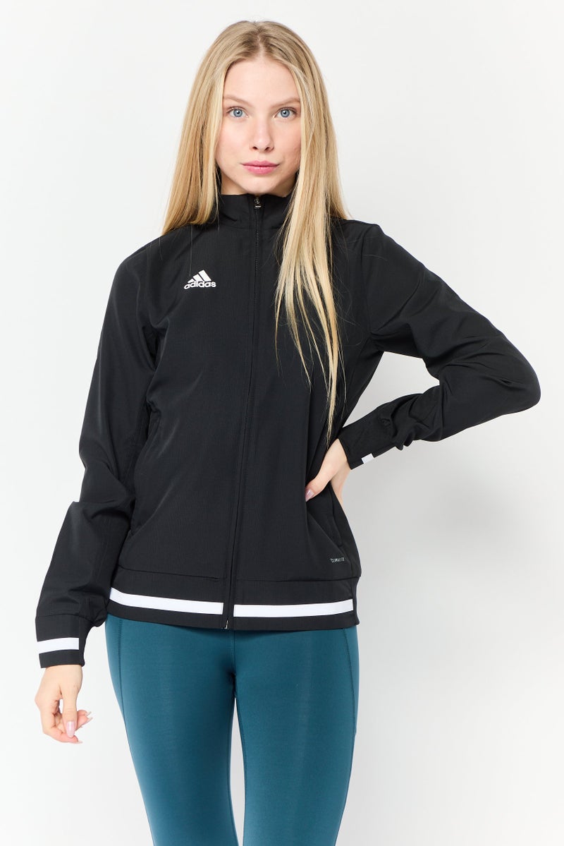 Adidas جاكيت تدريب بأكمام طويلة مناسب للنساء، أسود - Image 1