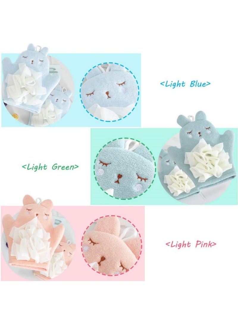 saykfoe 3 Pcs Bath Sponge for Kids Cute Animal Shower Bathing Mitt Loofah Soft Wash Sponge Body Scrub for Baby Toddler  - Image 2