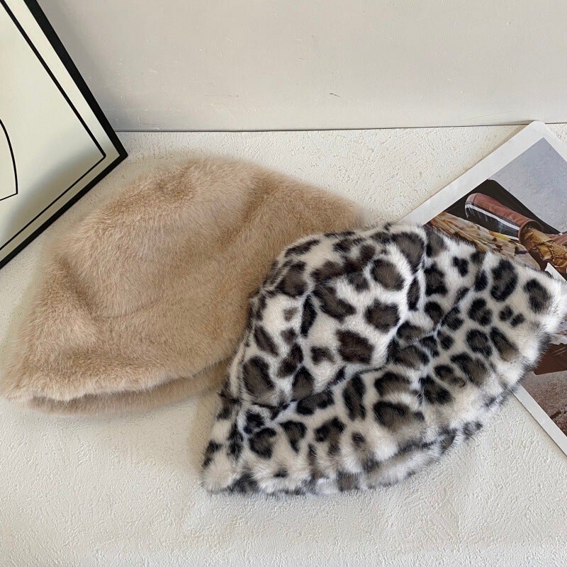 Plush Bucket Hat Women Autumn Winter Oversized Rabbit Fur Warm Hat Faux Fur - Image 4
