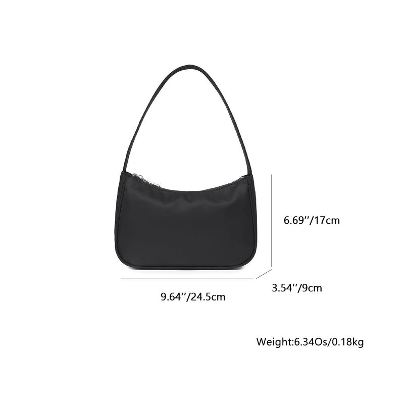 YONBEN Women's Shoulder Bag Purse Simple One-Shoulder Underarm Bag Lightweight and Practical (Nylon/Black) - Image 3