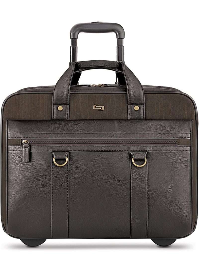 Solo Solo New York Rolling Case with Wheels  Roller Laptop Bag Wheeled Briefcase for Women  Men Carry On Size for Travel Fits 173 Computer  MacDougal Espresso  - Image 1