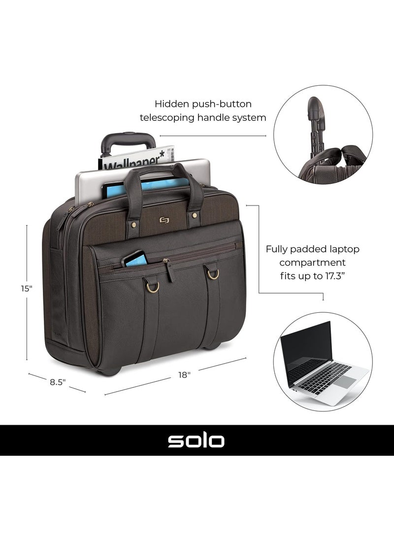 Solo Solo New York Rolling Case with Wheels  Roller Laptop Bag Wheeled Briefcase for Women  Men Carry On Size for Travel Fits 173 Computer  MacDougal Espresso  - Image 2
