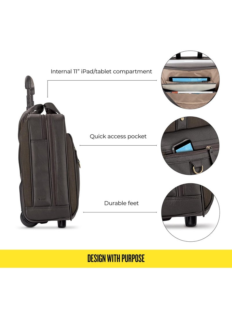 Solo Solo New York Rolling Case with Wheels  Roller Laptop Bag Wheeled Briefcase for Women  Men Carry On Size for Travel Fits 173 Computer  MacDougal Espresso  - Image 3