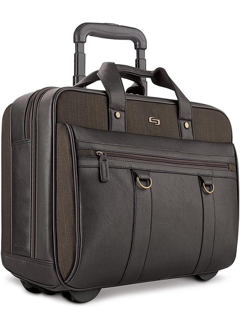 Solo Solo New York Rolling Case with Wheels  Roller Laptop Bag Wheeled Briefcase for Women  Men Carry On Size for Travel Fits 173 Computer  MacDougal Espresso  - Image 5