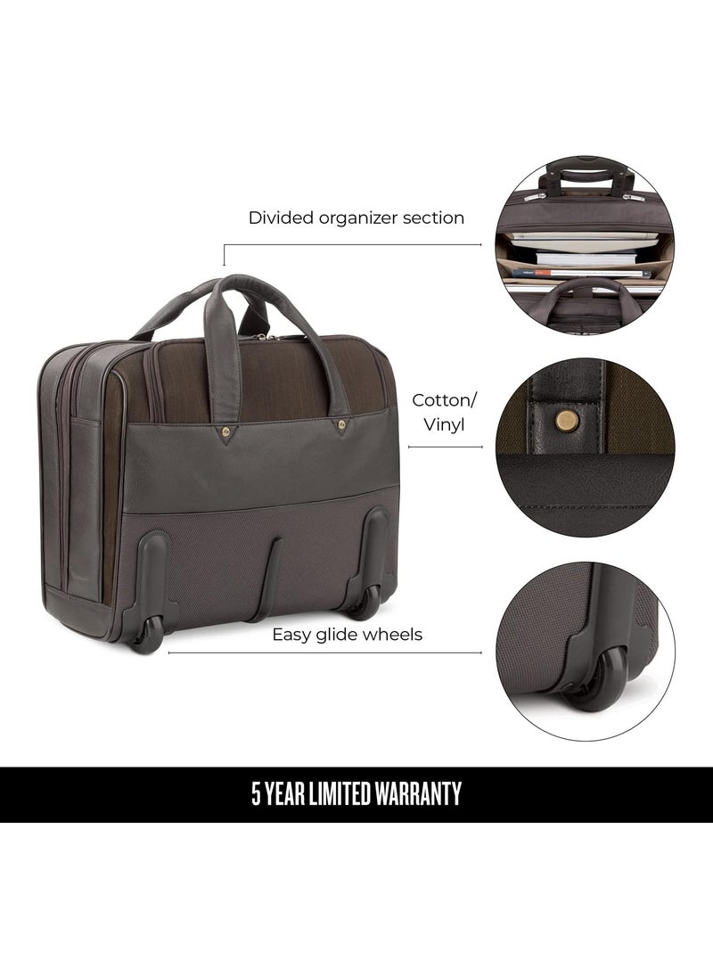 Solo Solo New York Rolling Case with Wheels  Roller Laptop Bag Wheeled Briefcase for Women  Men Carry On Size for Travel Fits 173 Computer  MacDougal Espresso  - Image 4
