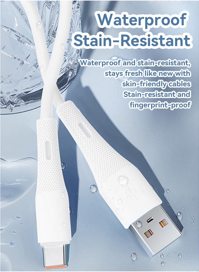 WAPIK - Korean Brand USB C to Lightning Data Cable 2M Silicone Fireproof Pure Copper Core, Supports 100W Fast Charging, Compatible with iPhone, iPad, and Other Apple Devices (White) - Image 1