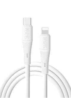 WAPIK Korean Brand USB C to Lightning Data Cable 2M Silicone Fireproof Pure Copper Core, Supports 100W Fast Charging, Compatible with iPhone, iPad, and Other Apple Devices (White)  - Image 1