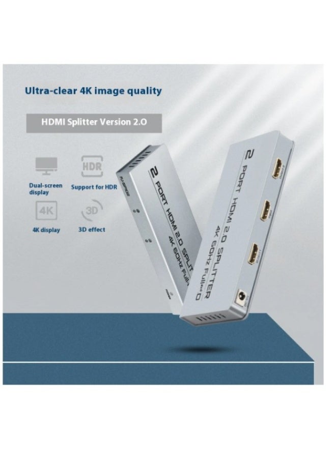 Haing موزع HDMI 4Kx2K 1x2 مدخل 1 مخرج 2 4K مع موزع UHD 2.0V W محول طاقة 12V 1A - Image 2