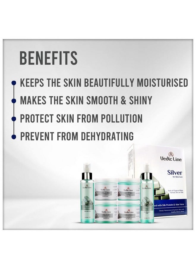 Vedic Line - Vedicline Silver Facial Kit, Reduce Dead Cells, Impurities & Blackhead With Goodness Of Silk Proteins ,Aloe Vera For Glowing Skin, 600Ml - Image 1