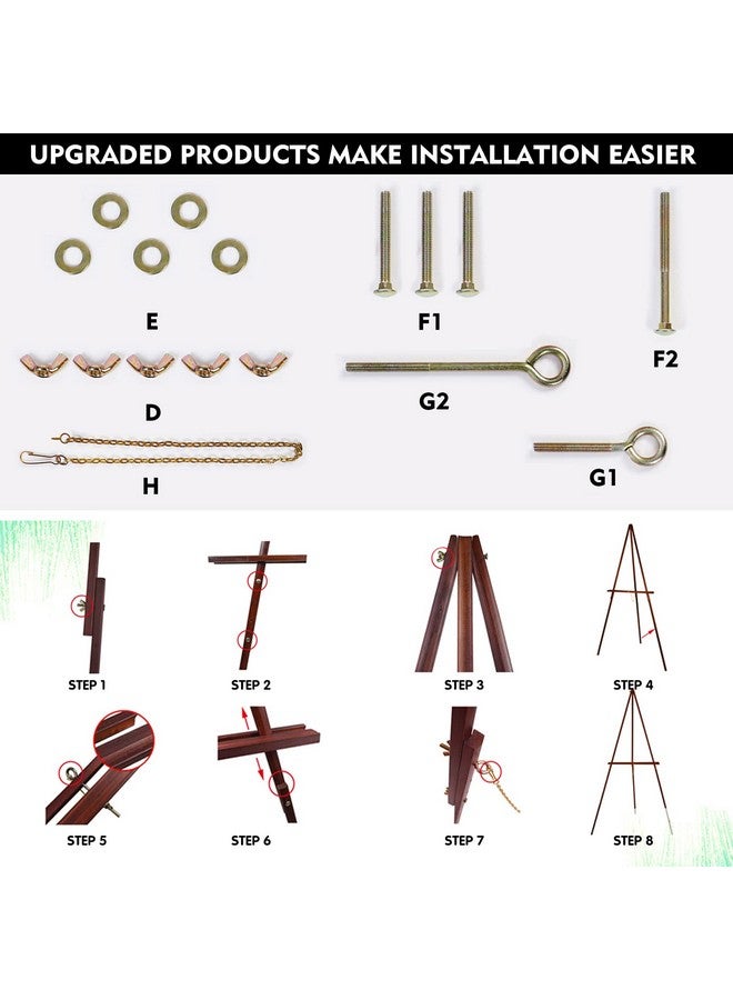 Conda 63" Wooden Tripod Artist Display Easel with Tray, A-Frame Adjustable Easel Stand for Wedding Sign, Foldable Easels for Painting Canvas, Display & Posters - Image 5