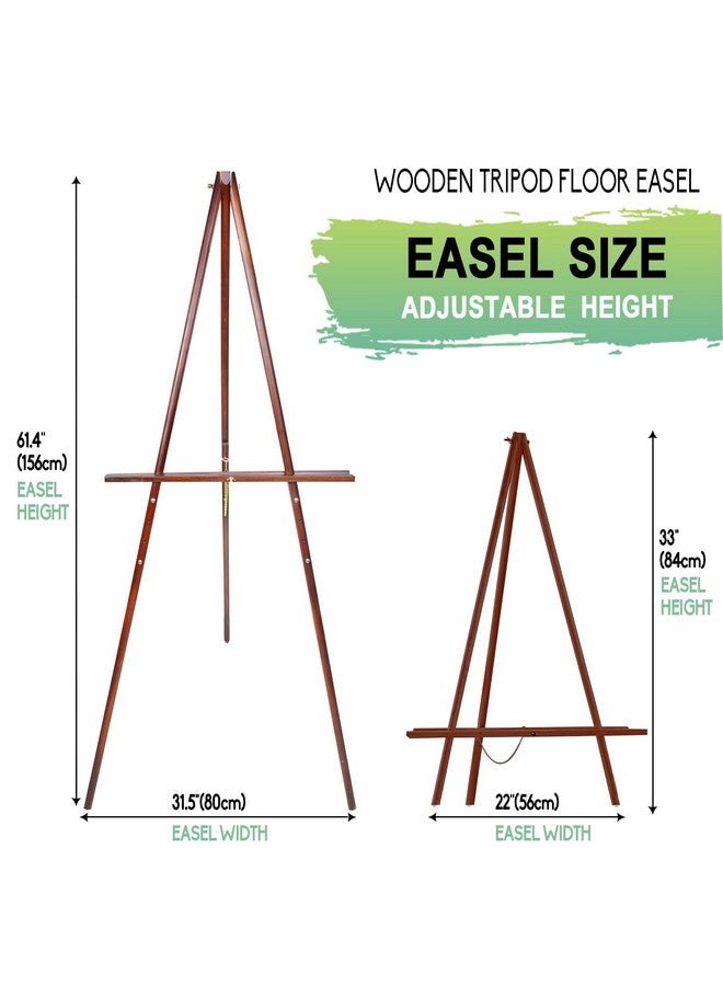 Conda 63" Wooden Tripod Artist Display Easel with Tray, A-Frame Adjustable Easel Stand for Wedding Sign, Foldable Easels for Painting Canvas, Display & Posters - Image 3