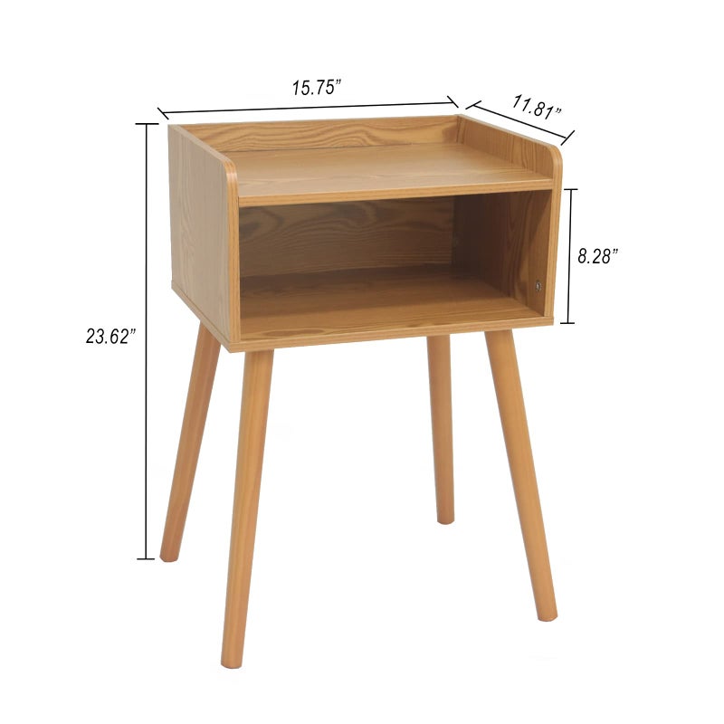 MaxSmeo Nightstand, Mid Century Modern Side Table Bedroom with Storage, Small End Bedside Table with Solid Wood Legs for Living Room, Office Small Spaces (Brown) - Image 4