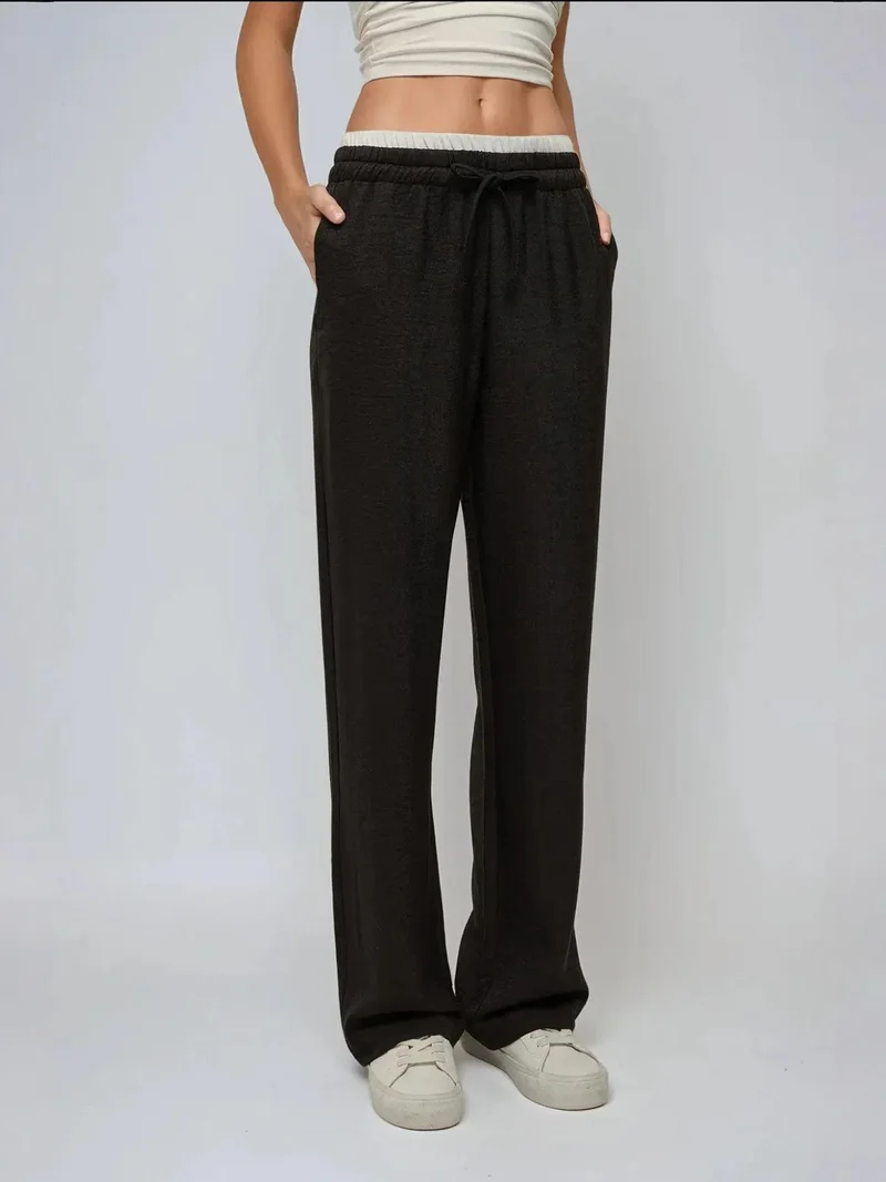 هيكاب بنطلون واسع الساق بخصر مطاطي