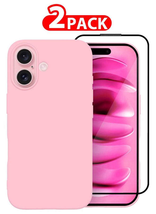 CATANES (for iPhone 16) 2 Pack Case and Screen Protector, Slim Silicone Case, Full Covered Anti Scratch Shockproof Protective Cover  - Image 1