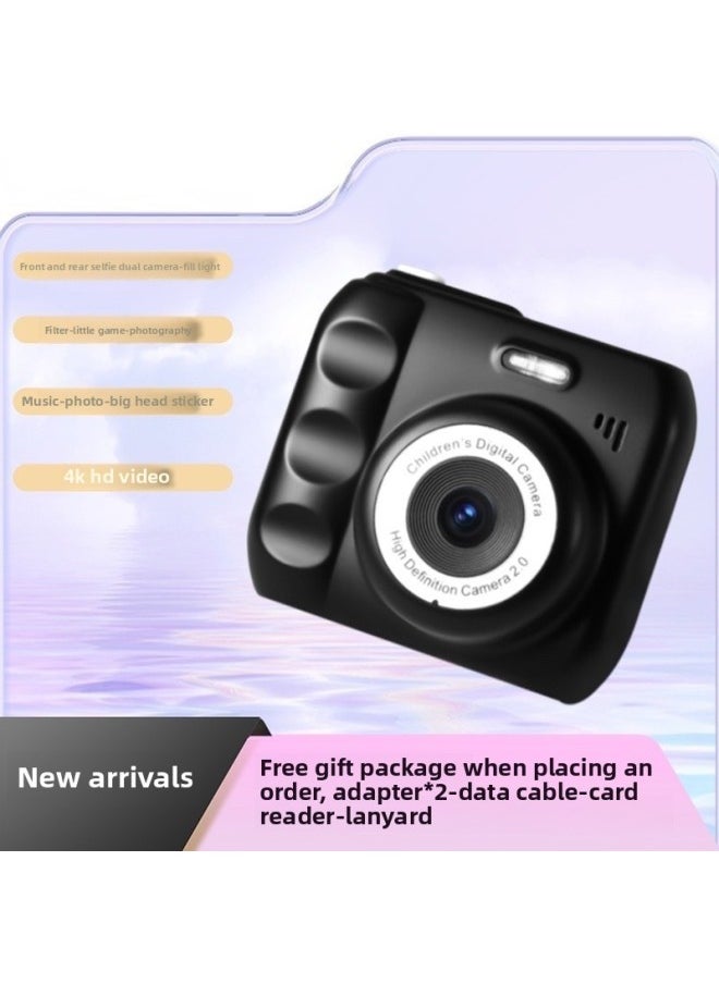 Generic The High-definition Dual-camera Cute Digital Camera Campus Students Can Take Photos To Upload Mobile Phone Travel Camera-Body Color:4k Black [can Take Selfies, Record Videos, Listen To Music + Fill Light] Multiple Filters - High-speed 64g Memory Card [free Luxury Gift Package] Gift  - Image 1