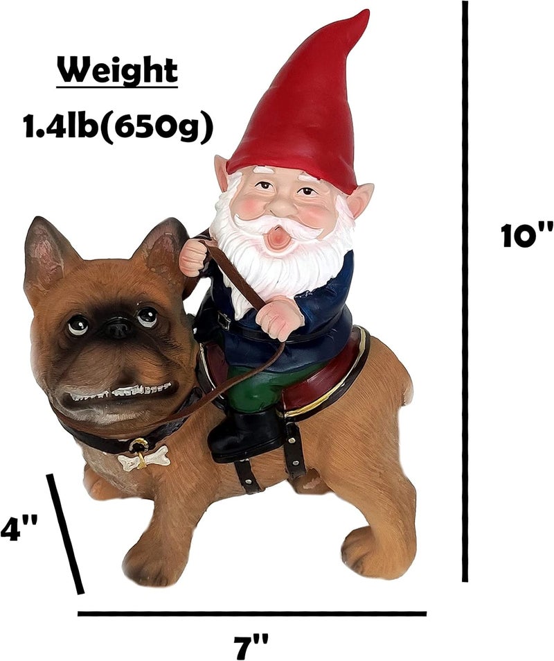 Funny Guy Mugs Gnome and A French Bulldog Statue- Indoor/Outdoor Garden Gnome Sculpture for Patio, Yard or Lawn - Image 4