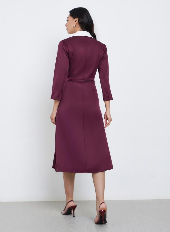 Styli Color Block Pleated Insert Blazer Midi Dress - Image 4