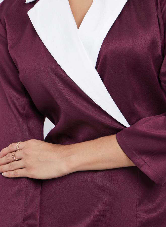 Styli Color Block Pleated Insert Blazer Midi Dress - Image 3