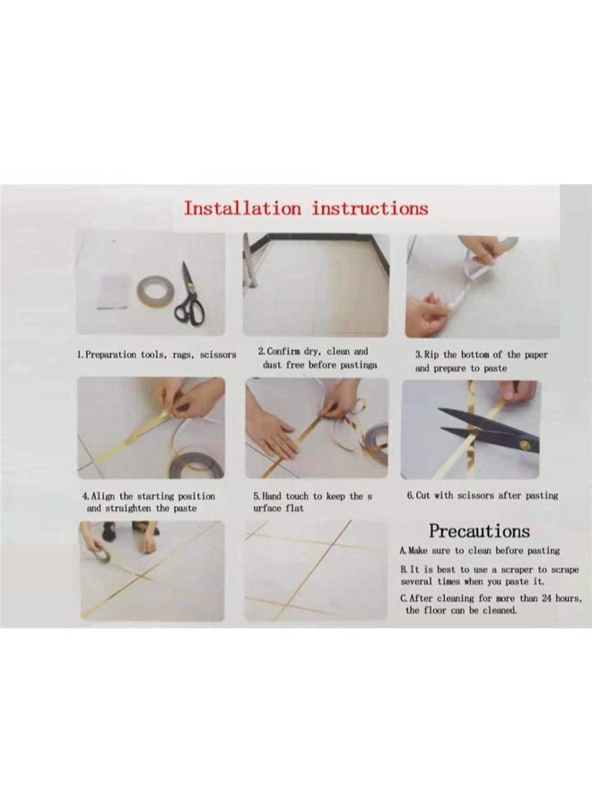 silvercnc - Ceramic Tile Gap Tape Self-Adhesive Ground Floor Tile Gap Sealing Tape Gold Foil Strip 50M - Image 1