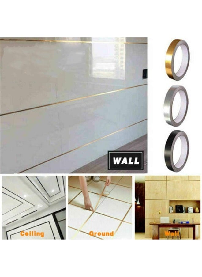 silvercnc - Ceramic Tile Gap Tape Self-Adhesive Ground Floor Tile Gap Sealing Tape Gold Foil Strip 50M - Image 1