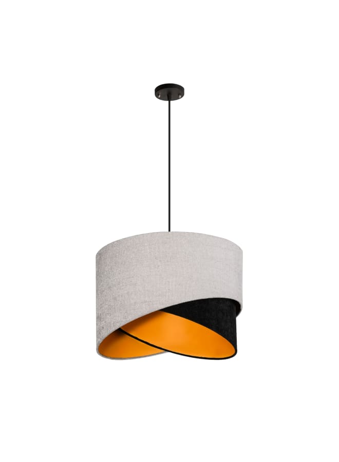 El Rawda Lighting Shaboa Pendant, Unique, High-Quality Fabric, With A Distinctive Shape | modern decorative LED E27 pendant light ceiling lamp hanging | suitable for any room | Color: Grey × Black | Size: 60x45x45 cm - Image 1