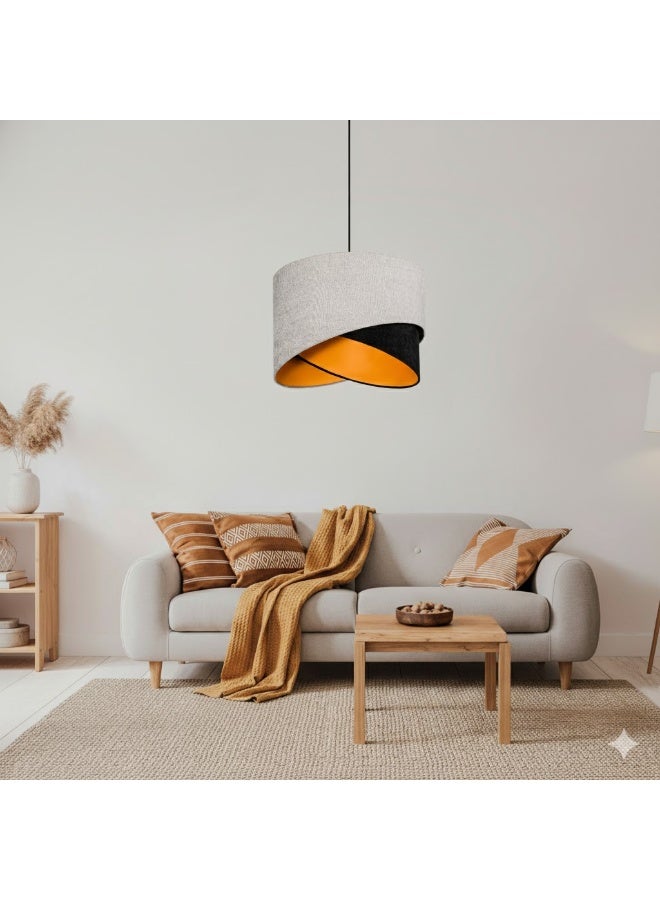 El Rawda Lighting Shaboa Pendant, Unique, High-Quality Fabric, With A Distinctive Shape | modern decorative LED E27 pendant light ceiling lamp hanging | suitable for any room | Color: Grey × Black | Size: 60x45x45 cm - Image 2