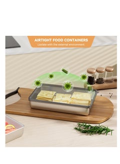 Excefore Stainless Steel Airtight Deli Meat Storage Containers, Stainless Steel Food Storage Containers, Refrigerator Cheese Container, with Elevated Base, for Kitchen Fridge Organizers and Storage  - Image 4