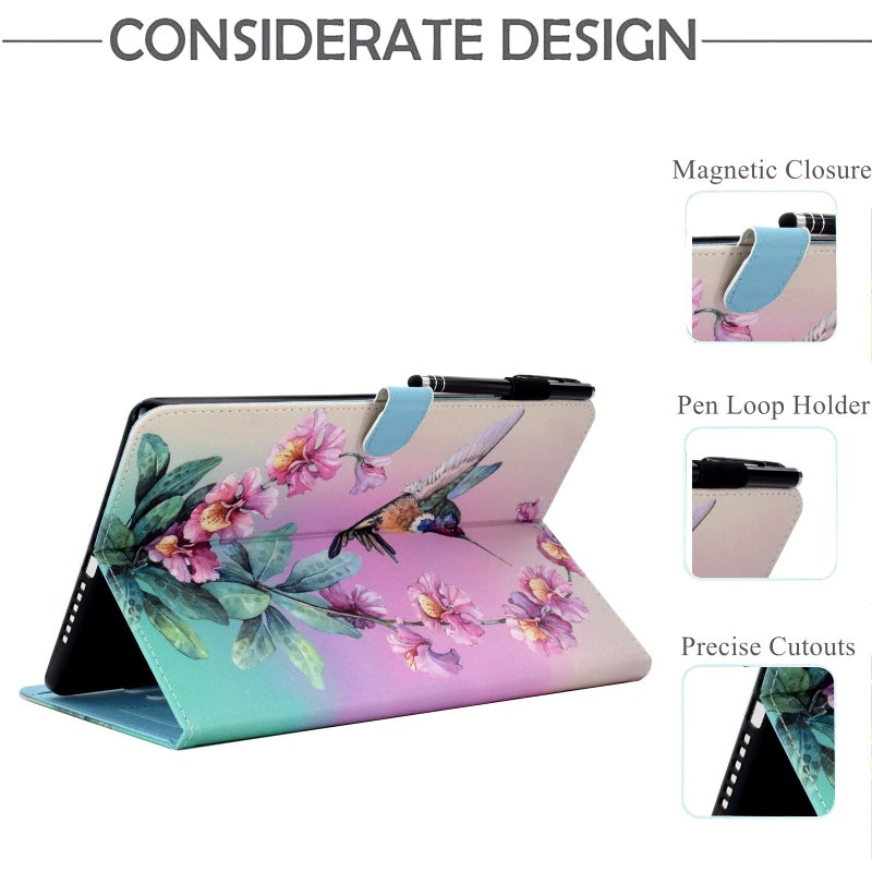 KEROM for iPad A16 11th Generation Case 11 Inch 2025, iPad 10th Generation Case 10.9 Inch 2022, Cute PU Leather Folio Stand Protective Cover for Kids, Girls, Woman - Hummingbird - Image 5