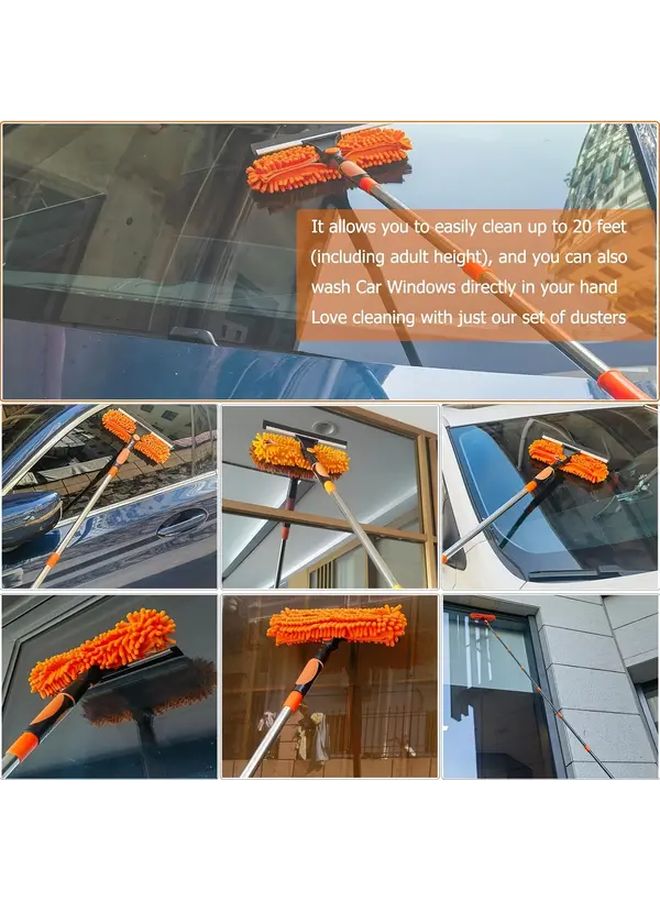 Orange Extendable Microfiber Duster Kit 6m High Reach Ceiling Window Cleaning Brush - Image 4