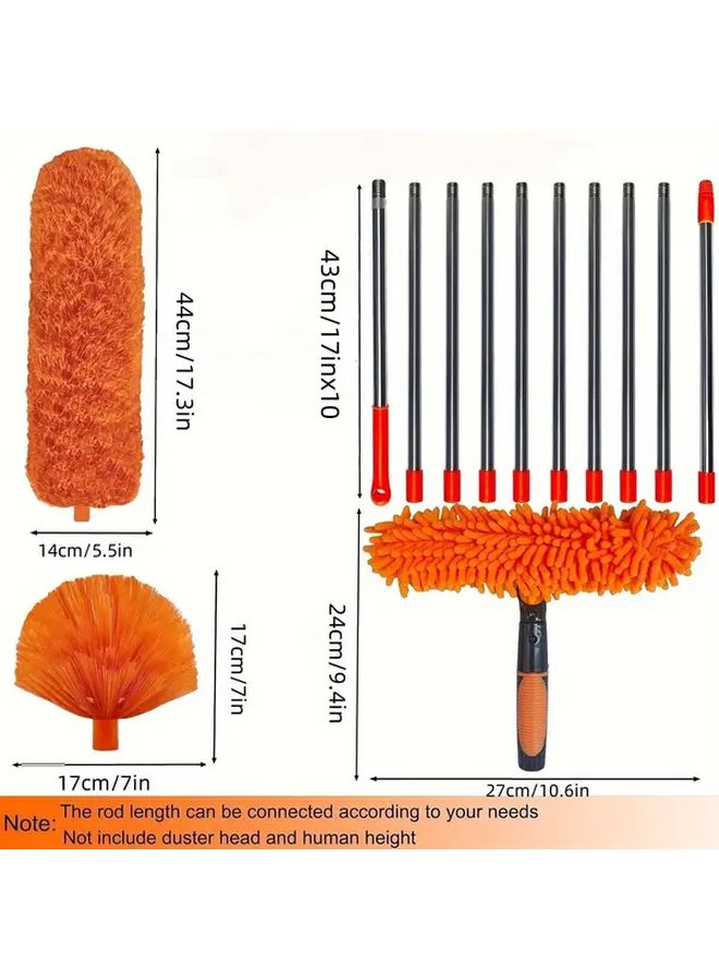 Orange Extendable Microfiber Duster Kit 6m High Reach Ceiling Window Cleaning Brush - Image 3