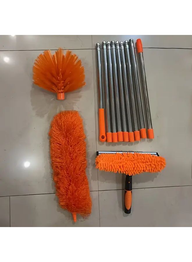 Orange Extendable Microfiber Duster Kit 6m High Reach Ceiling Window Cleaning Brush - Image 5
