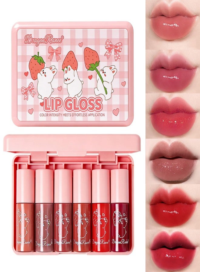Eakroo 6 Colors Lip Gloss Set, Hydrating Korean Lip Gloss, Lip Gloss for Women, Lip Stain Long Lasting Waterproof, Lip Oil Stain, Lip Liner Stain, Cute Stuff for Teen Girls, Lip Makeup, Vivid Color - Image 1