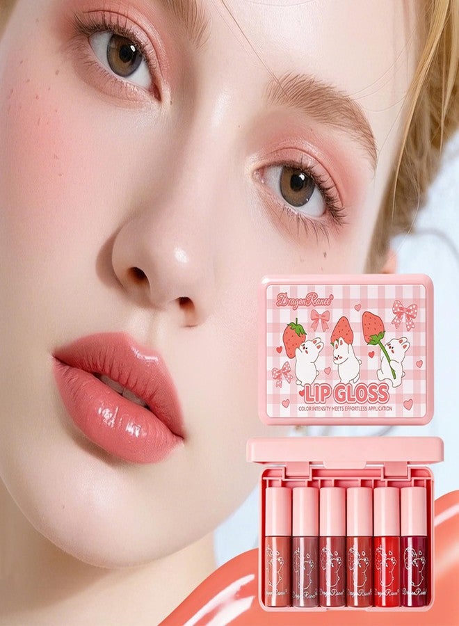 Eakroo 6 Colors Lip Gloss Set, Hydrating Korean Lip Gloss, Lip Gloss for Women, Lip Stain Long Lasting Waterproof, Lip Oil Stain, Lip Liner Stain, Cute Stuff for Teen Girls, Lip Makeup, Vivid Color - Image 2