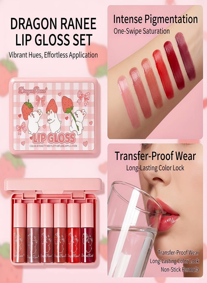 Eakroo 6 Colors Lip Gloss Set, Hydrating Korean Lip Gloss, Lip Gloss for Women, Lip Stain Long Lasting Waterproof, Lip Oil Stain, Lip Liner Stain, Cute Stuff for Teen Girls, Lip Makeup, Vivid Color - Image 3