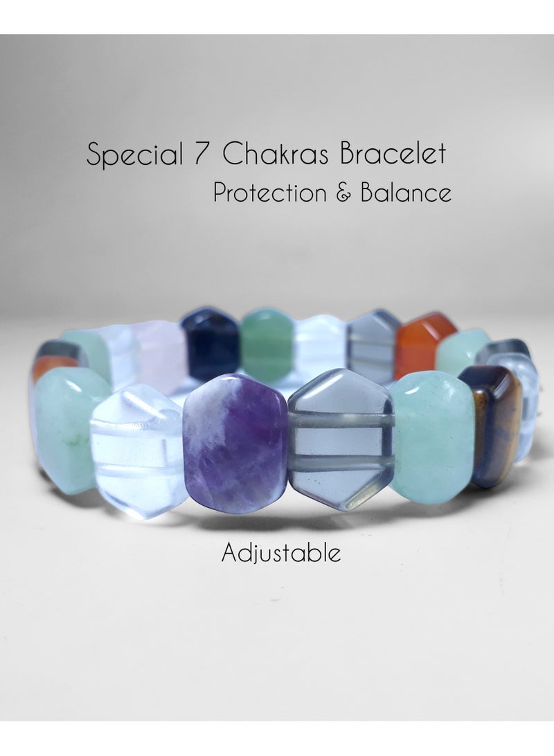HADIGEMS Seven Natural Beautiful Gemstone Bracelet - Image 1