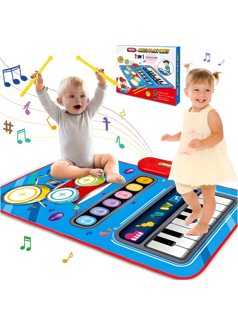Chillspace Musical Play Mat, 2 in 1 Piano Drum Baby Play Mat with 2 Drum Sticks,  Toddler Toys for 1-2 Year Old Baby Toys - Infant Music Toy 12-18 Months, Babies Birthday Gifts, Early Educational Musical Learning Toys - Image 1