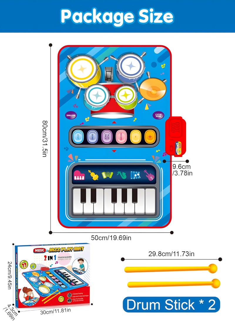 Chillspace Musical Play Mat, 2 in 1 Piano Drum Baby Play Mat with 2 Drum Sticks,  Toddler Toys for 1-2 Year Old Baby Toys - Infant Music Toy 12-18 Months, Babies Birthday Gifts, Early Educational Musical Learning Toys - Image 3
