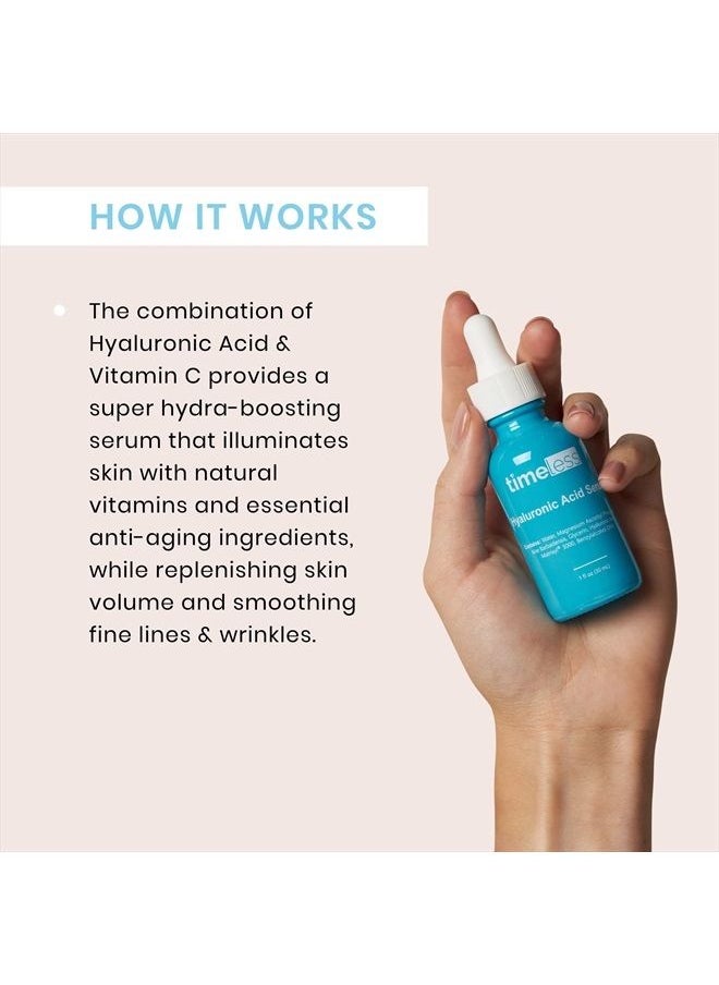 Timeless Skin Care Hyaluronic Acid + Vitamin C Serum - 1 oz - Includes Vitamin C, Matrixyl 3000 & Hyaluronic Acid - Brighten + Smooth, Rebuild Collagen & Boost Hydration - For All Skin Types  - Image 4