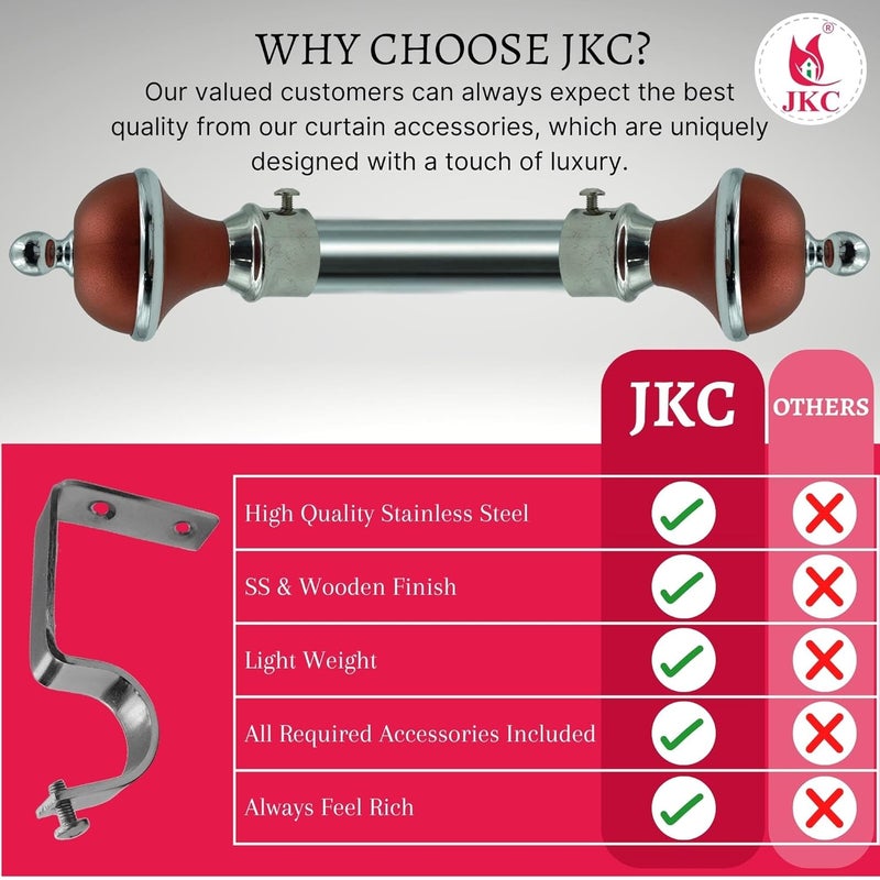 JKC Curtain Brackets and Holders SS and ABS Window Curtains Bracket Knobs and Accessories with Support for 1 Inch Rods Pocket Style Finials Socket Copper Finish Bracket12 Holder12 - Image 4