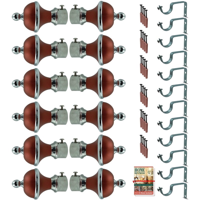 JKC Curtain Brackets and Holders SS and ABS Window Curtains Bracket Knobs and Accessories with Support for 1 Inch Rods Pocket Style Finials Socket Copper Finish Bracket12 Holder12 - Image 1