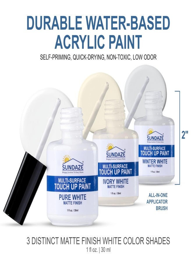 Sundaze Matte White Touch-Up Paint Pen Kit - Wall, Kitchen Cabinet, Furniture, Wood Door Touch Up - 3 Color Shades, Instantly Repair & Restore Scratches, Chips, Stains - Mix to Perfect Color Match - Image 3