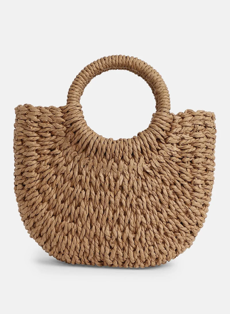Haute Sauce Women's The Bow-Straw Hand Bag - Tan Brown