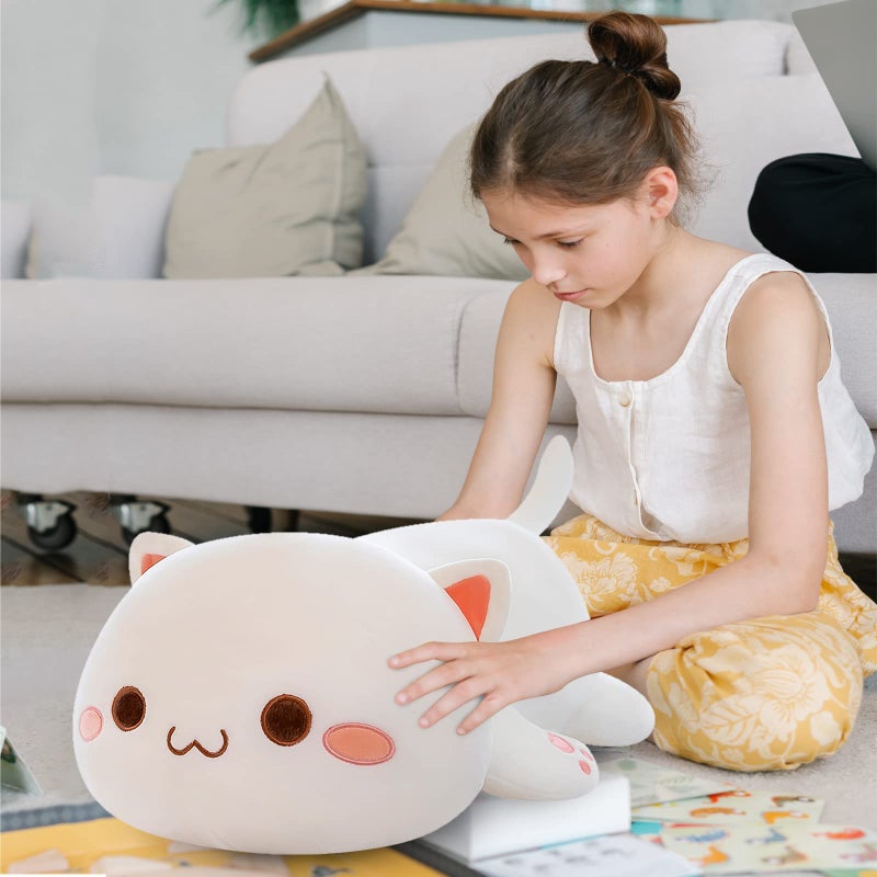 FUYU Cat Stuffed Animals  Soft Cat Plush Pillow Kawaii Kitten Stuffed Animal Toy Gifts for Kids Boys Girls Room Decor (White Round Eyes 27in/67cm) - Image 3