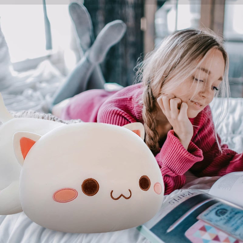 FUYU Cat Stuffed Animals  Soft Cat Plush Pillow Kawaii Kitten Stuffed Animal Toy Gifts for Kids Boys Girls Room Decor (White Round Eyes 27in/67cm) - Image 2