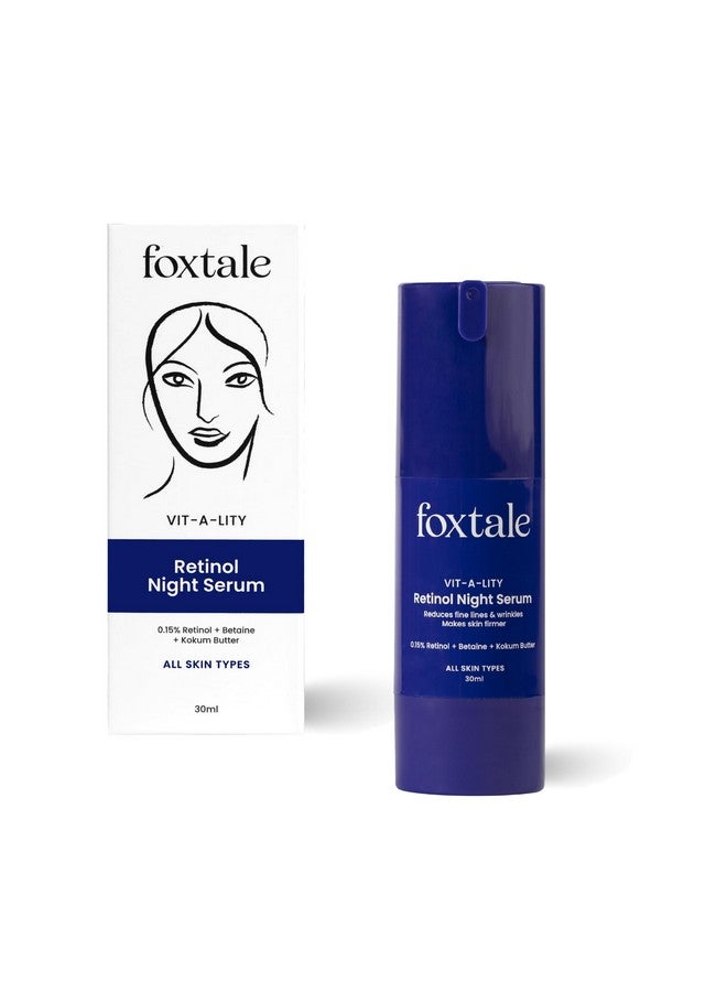 foxtale 0.15% Beginner Friendly Retinol Night Serum Antiaging Night Cream Reduces Fine Lines And Wrinkles No Purging For Youngerlooking Skin Men & Women All Skin Types 30 Ml - Image 1