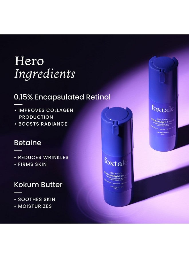 foxtale 0.15% Beginner Friendly Retinol Night Serum Antiaging Night Cream Reduces Fine Lines And Wrinkles No Purging For Youngerlooking Skin Men & Women All Skin Types 30 Ml - Image 3