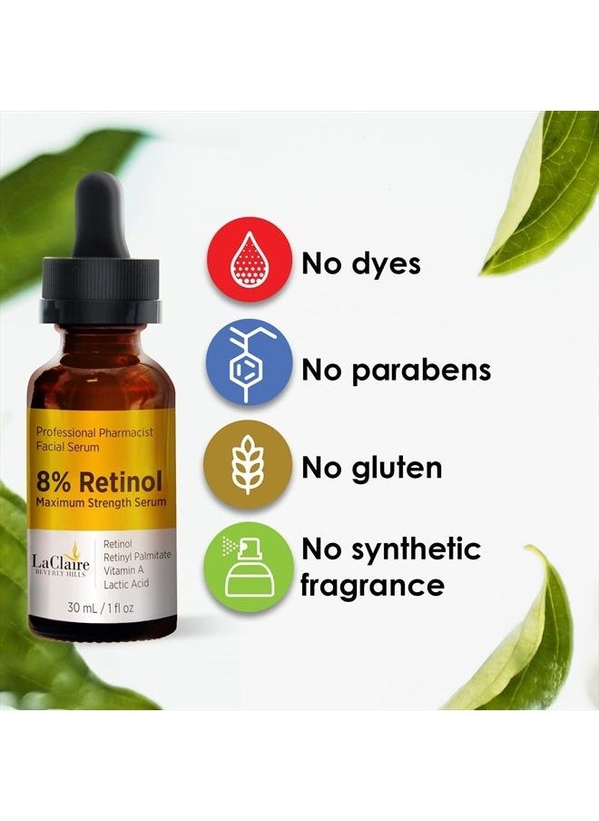 laclaire - Retinol Complex Face Serum – Anti-Aging, Brightening Neck & Facial Serum Helps Firm, Smooth, & Nourish Skin with Lactic Acid, Vitamin A, & Retinyl Palmitate – Anti Wrinkle Serums by LaClaire 30 ml … - Image 1