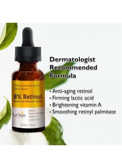 laclaire Retinol Complex Face Serum – Anti-Aging, Brightening Neck & Facial Serum Helps Firm, Smooth, & Nourish Skin with Lactic Acid, Vitamin A, & Retinyl Palmitate – Anti Wrinkle Serums by LaClaire 30 ml …  - Image 3